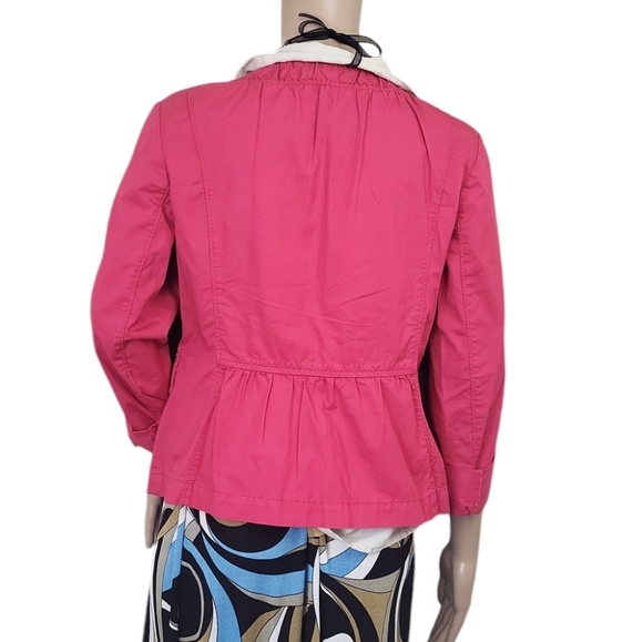 ANN TAYLOR LOFT Hot PINK LIGHTWEIGHT ZIPPER JACKET TOP - Picture 3 of 4